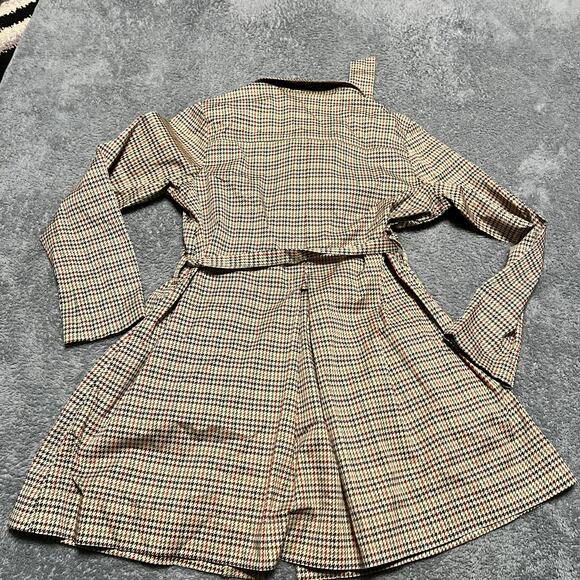 Cabi Sherlock Trench Coat Womens Medium Houndstooth Belted Stretch - Picture 3 of 7